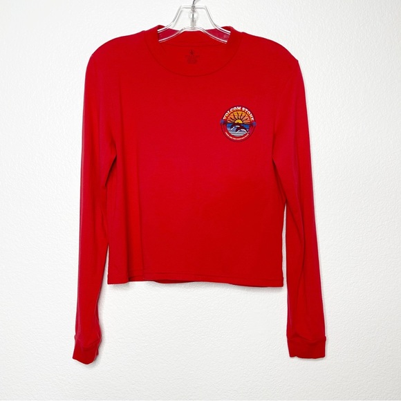 Volcom Stone Red Long Sleeve Cropped Tee These Are The Good Old Days Crew - Picture 1 of 11